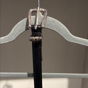 Brighton Black Leather Belt with Silver & Gold Buckle